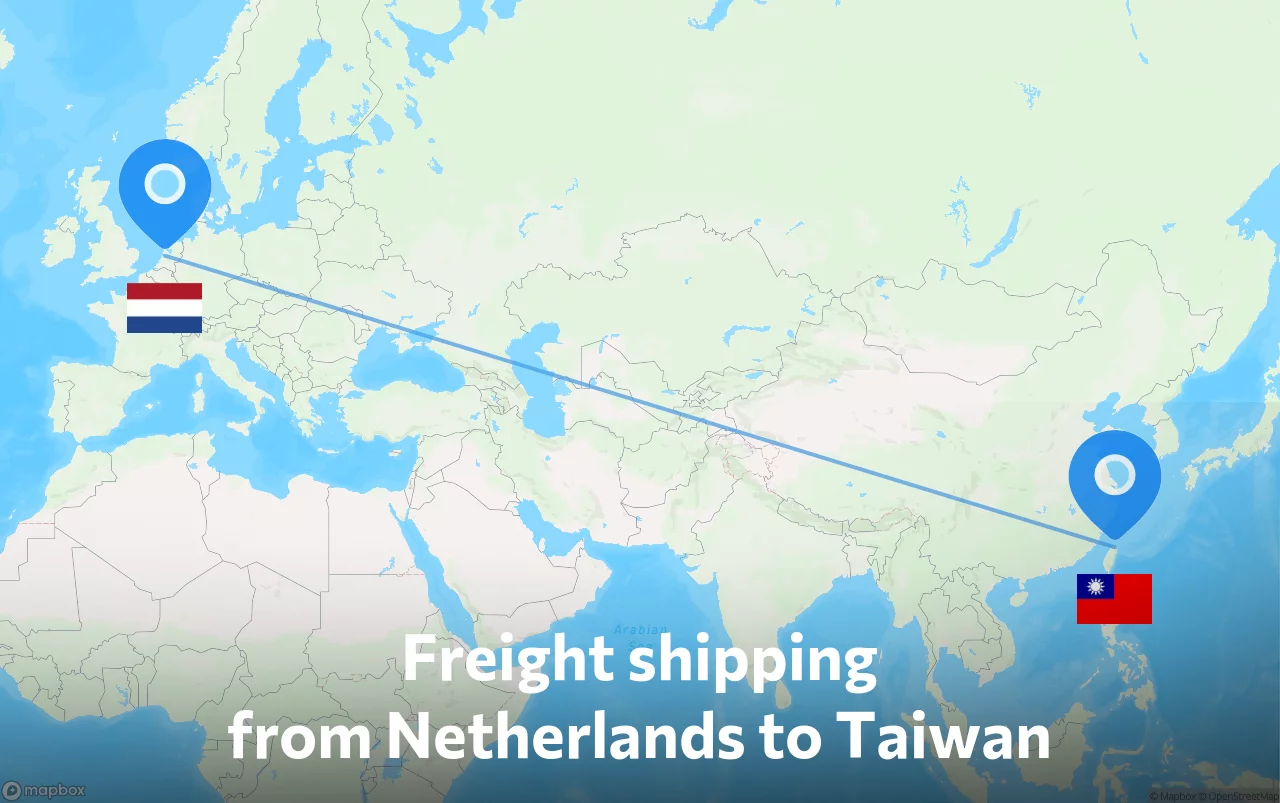 Shipping route from Netherlands to Taiwan