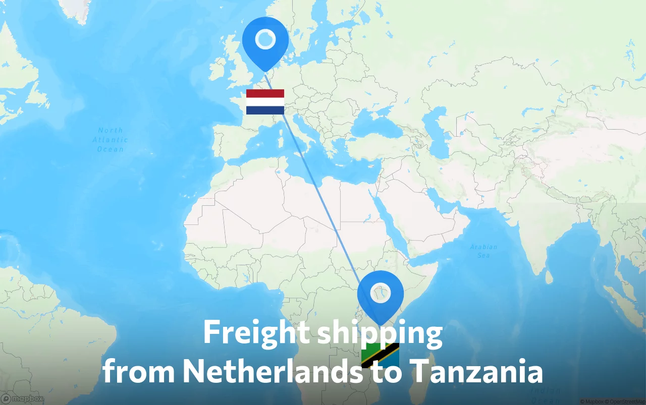 Shipping route from Netherlands to Tanzania