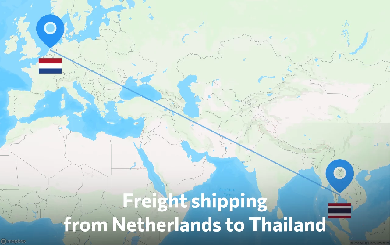 Shipping route from Netherlands to Thailand