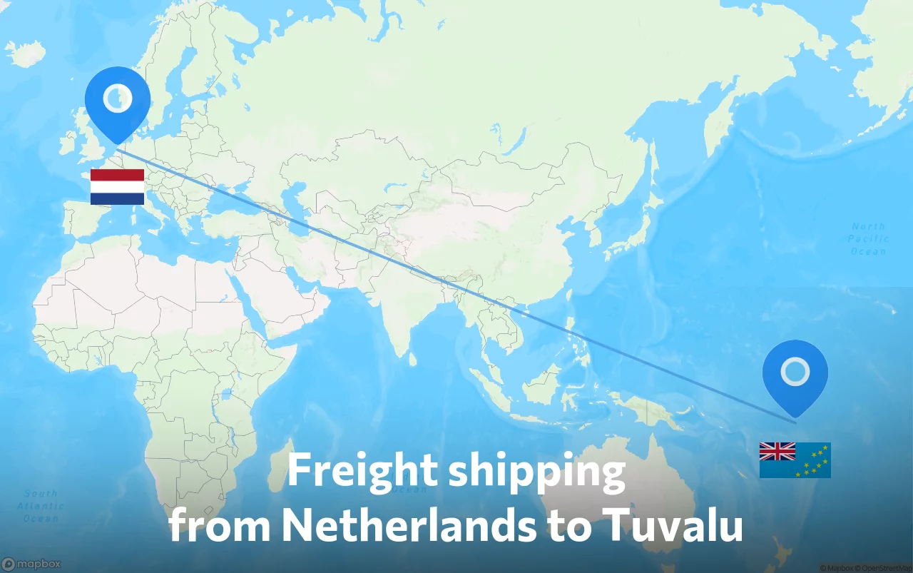 Shipping route from Netherlands to Tuvalu
