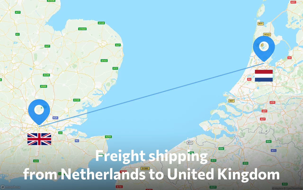 Shipping route from Netherlands to United Kingdom