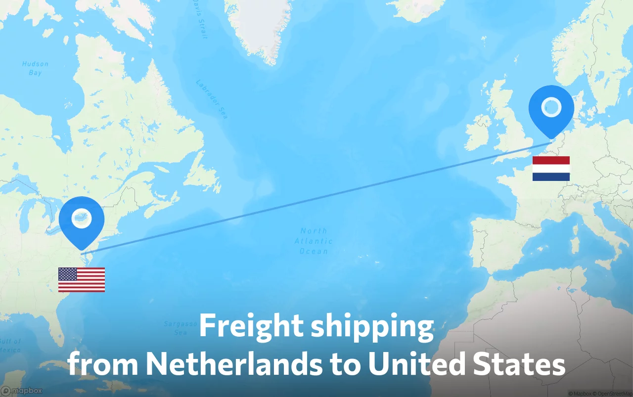 Shipping route from Netherlands to United States
