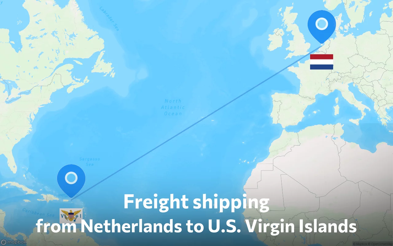 Shipping route from Netherlands to U.S. Virgin Islands
