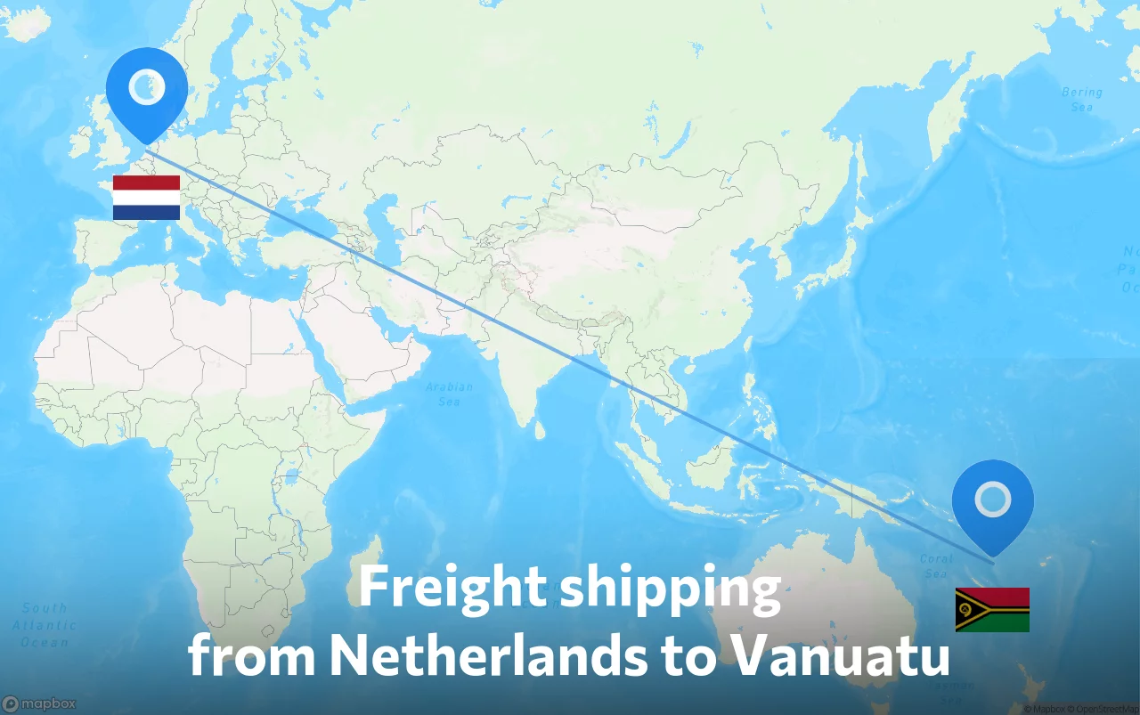 Shipping route from Netherlands to Vanuatu