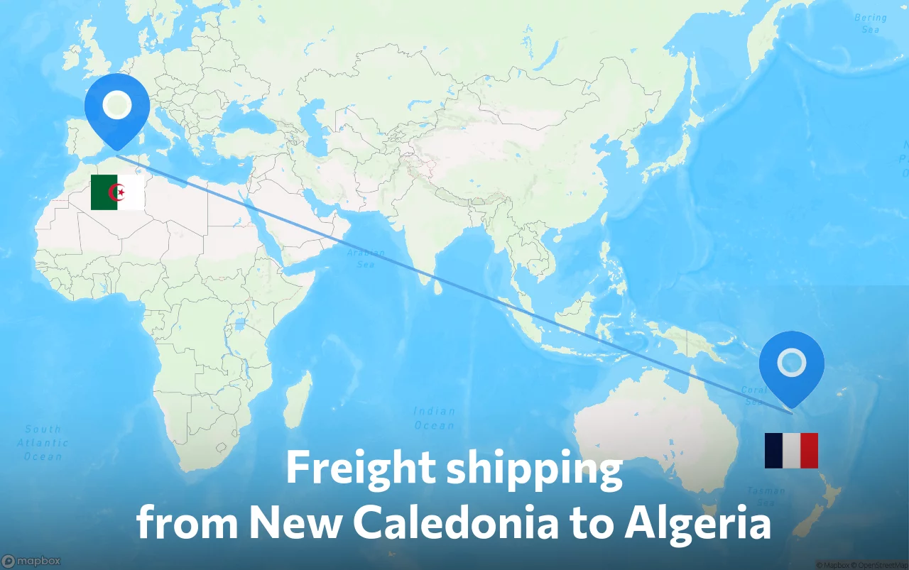 Shipping route from New Caledonia to Algeria