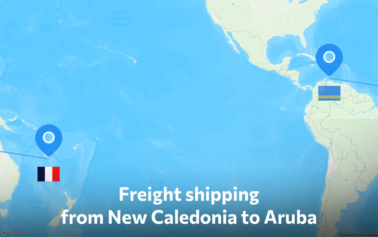 Shipping route from New Caledonia to Aruba