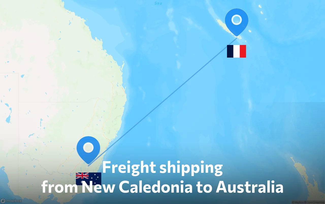 Shipping route from New Caledonia to Australia