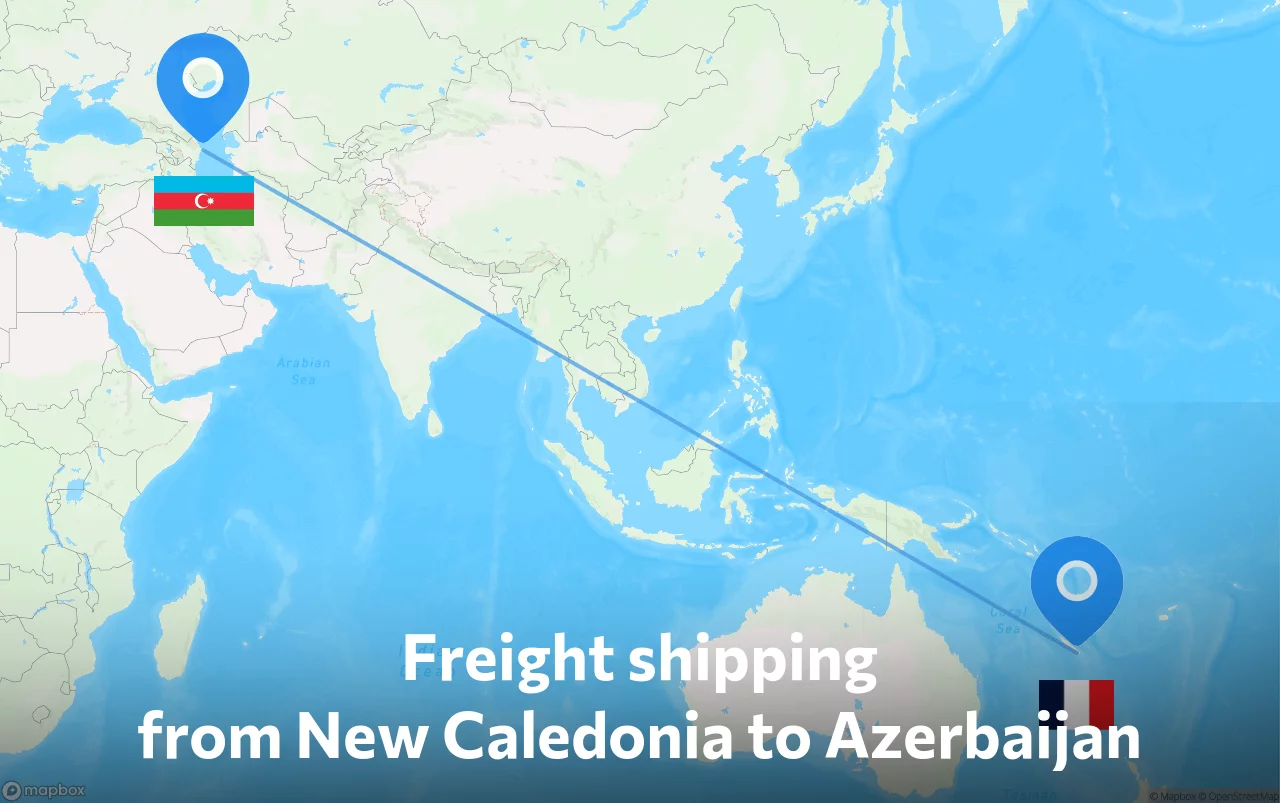 Shipping route from New Caledonia to Azerbaijan