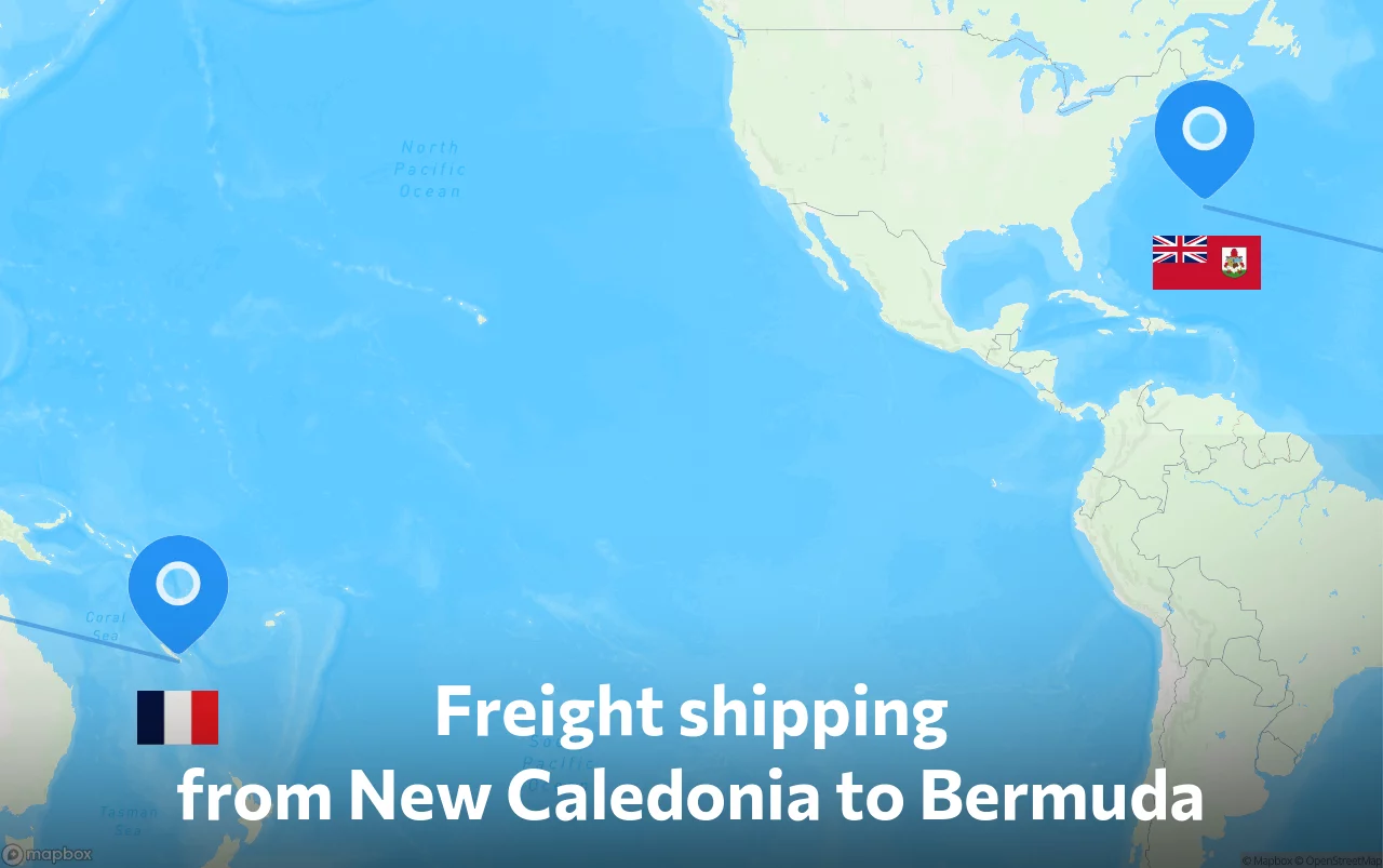 Shipping route from New Caledonia to Bermuda