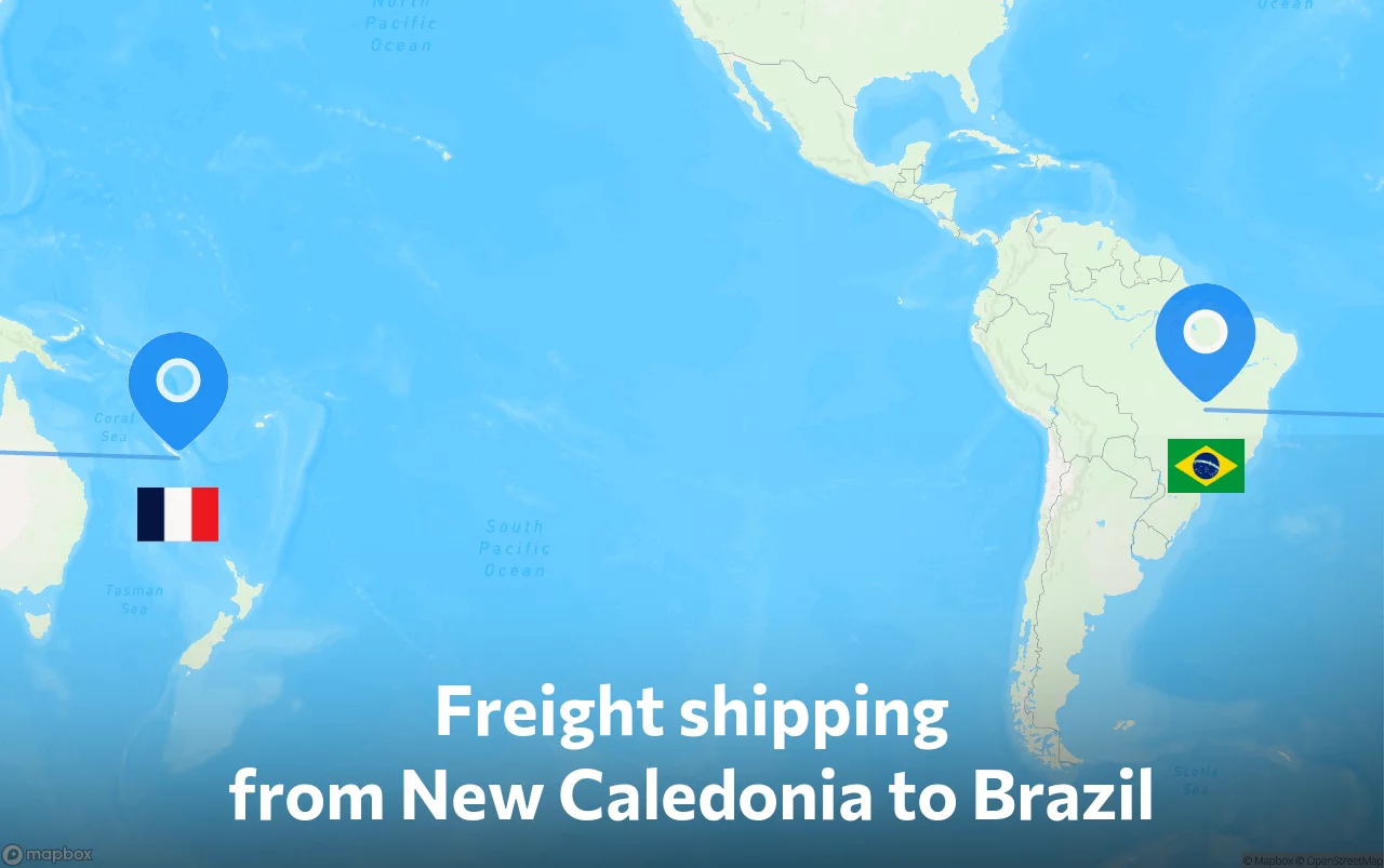 Shipping route from New Caledonia to Brazil
