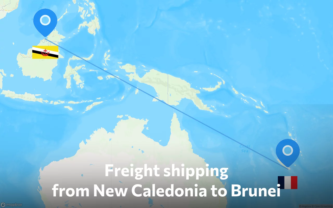 Shipping route from New Caledonia to Brunei