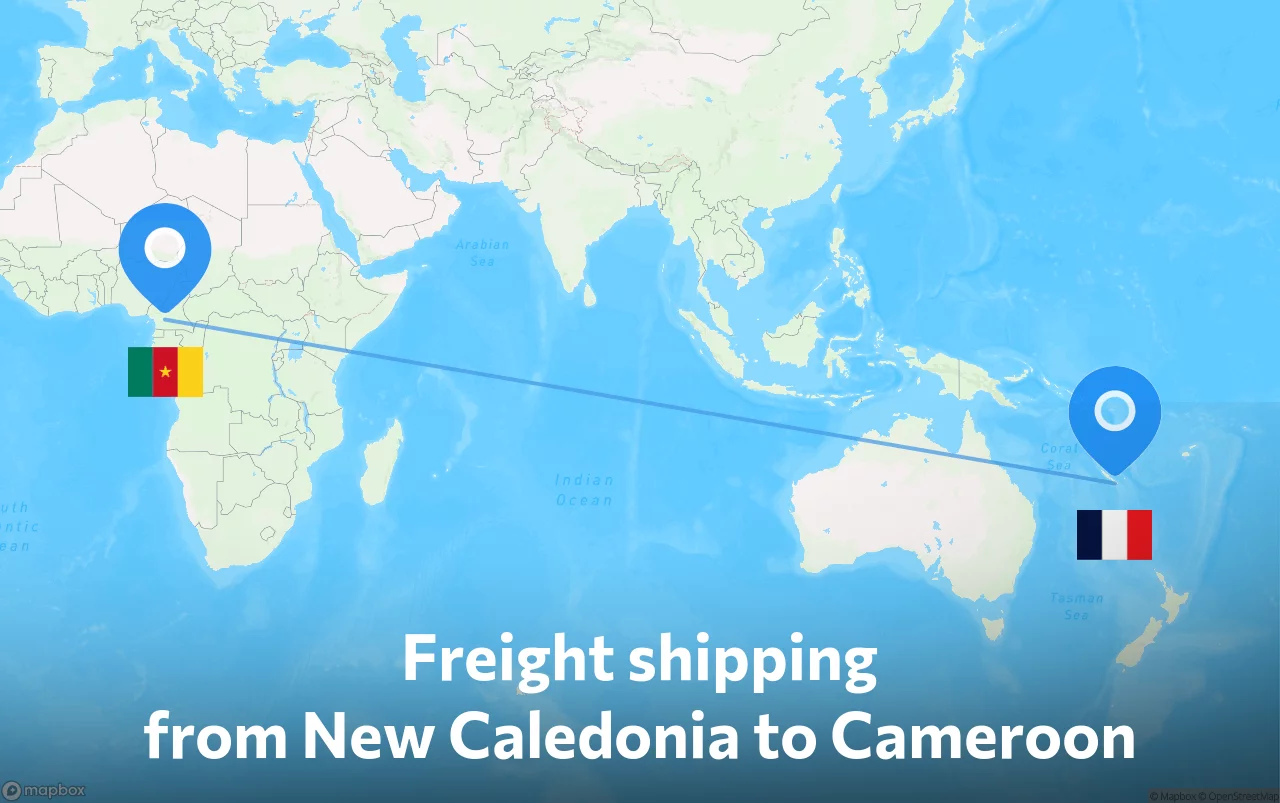 Shipping route from New Caledonia to Cameroon