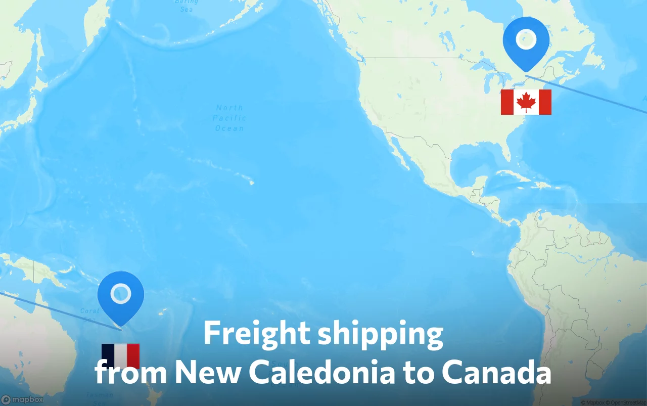 Shipping route from New Caledonia to Canada