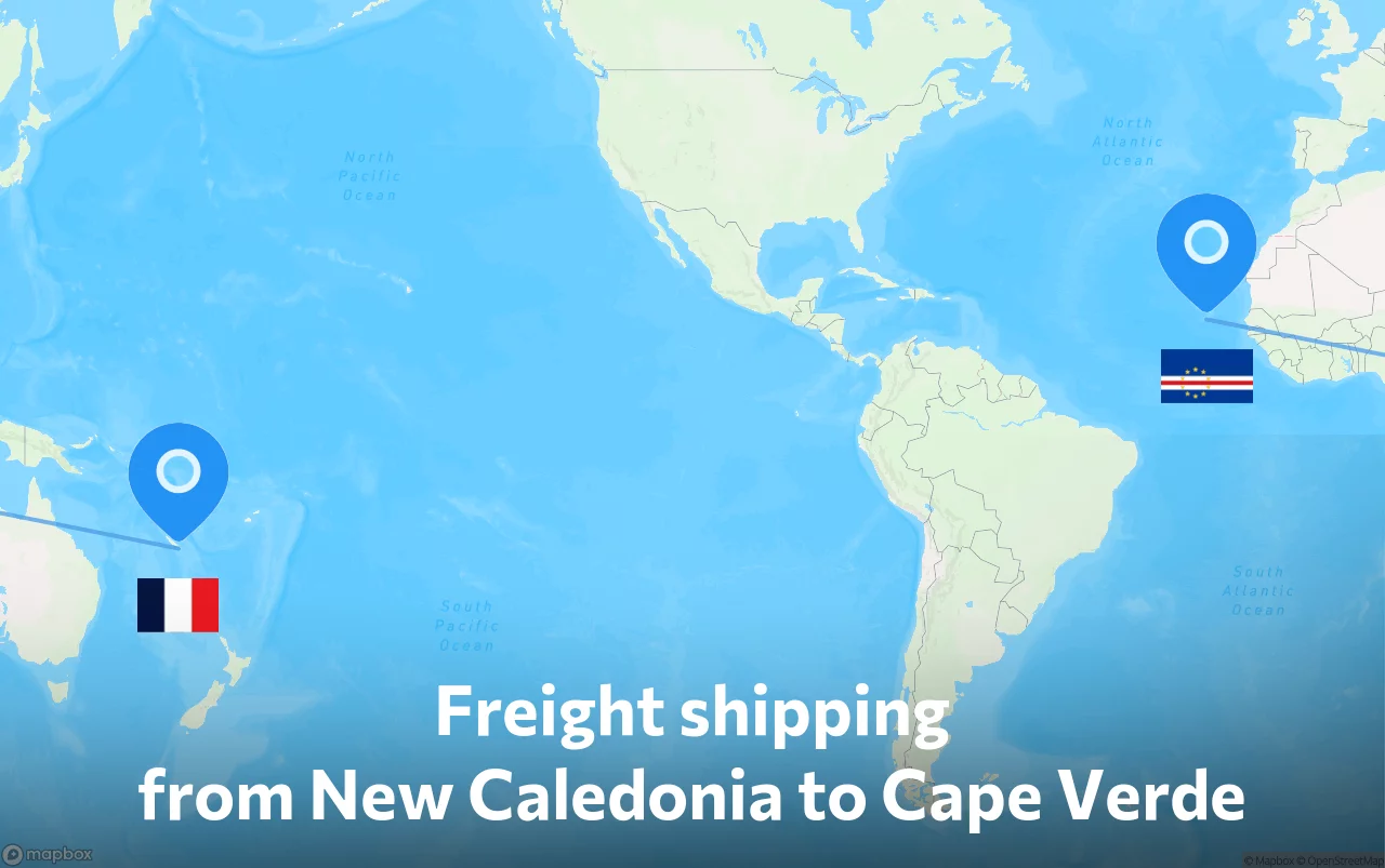 Shipping route from New Caledonia to Cape Verde