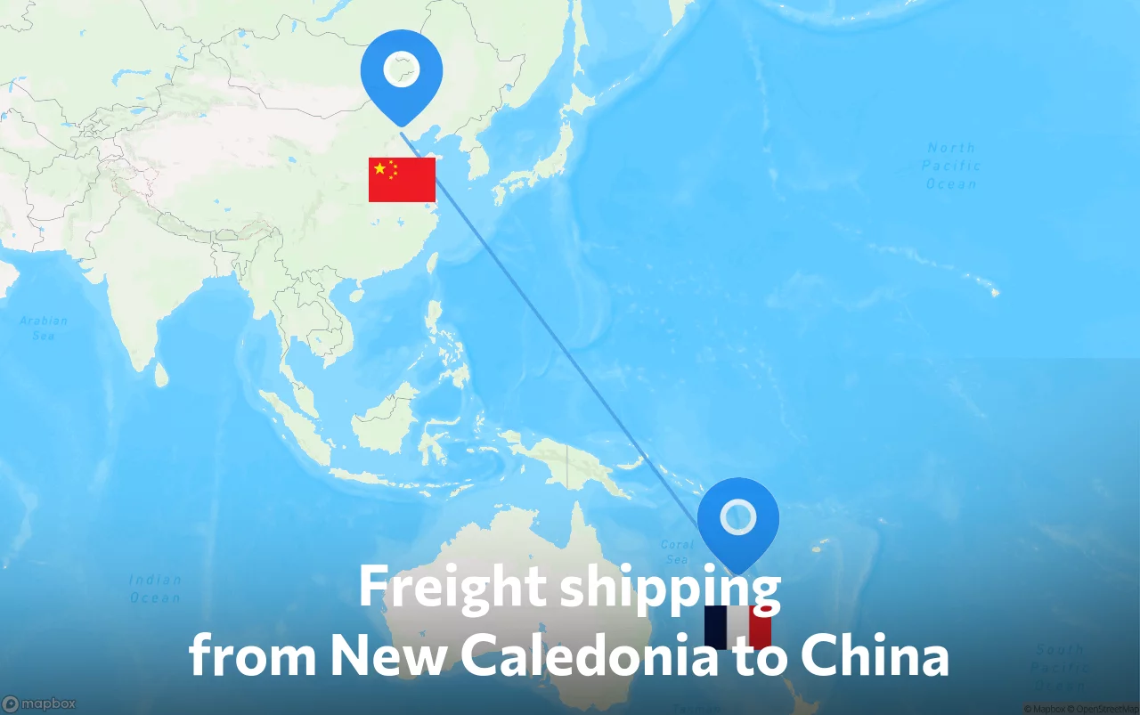 Shipping route from New Caledonia to China