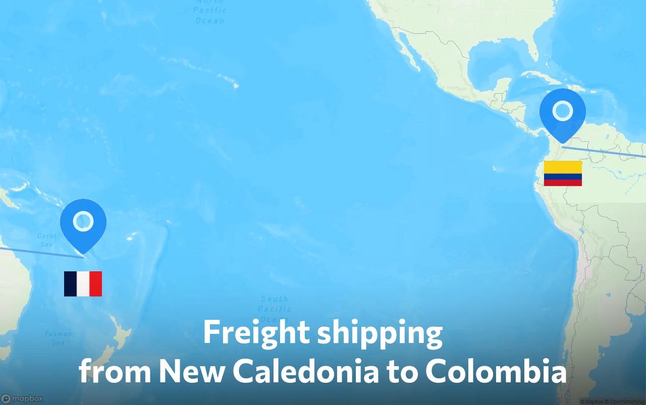 Shipping route from New Caledonia to Colombia
