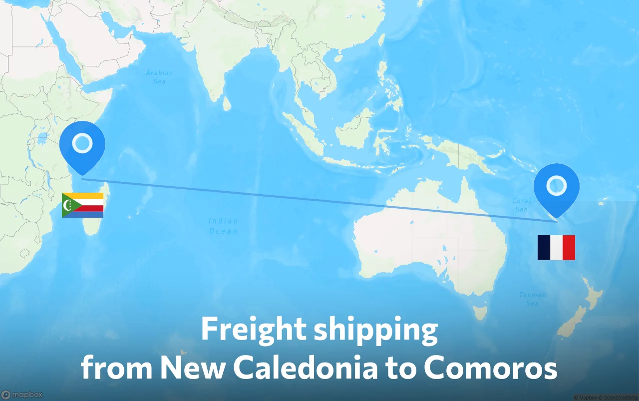 Shipping route from New Caledonia to Comoros