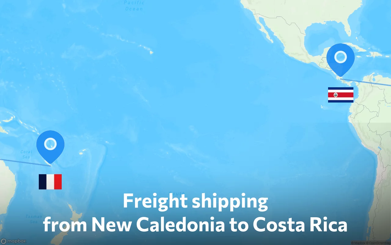 Shipping route from New Caledonia to Costa Rica