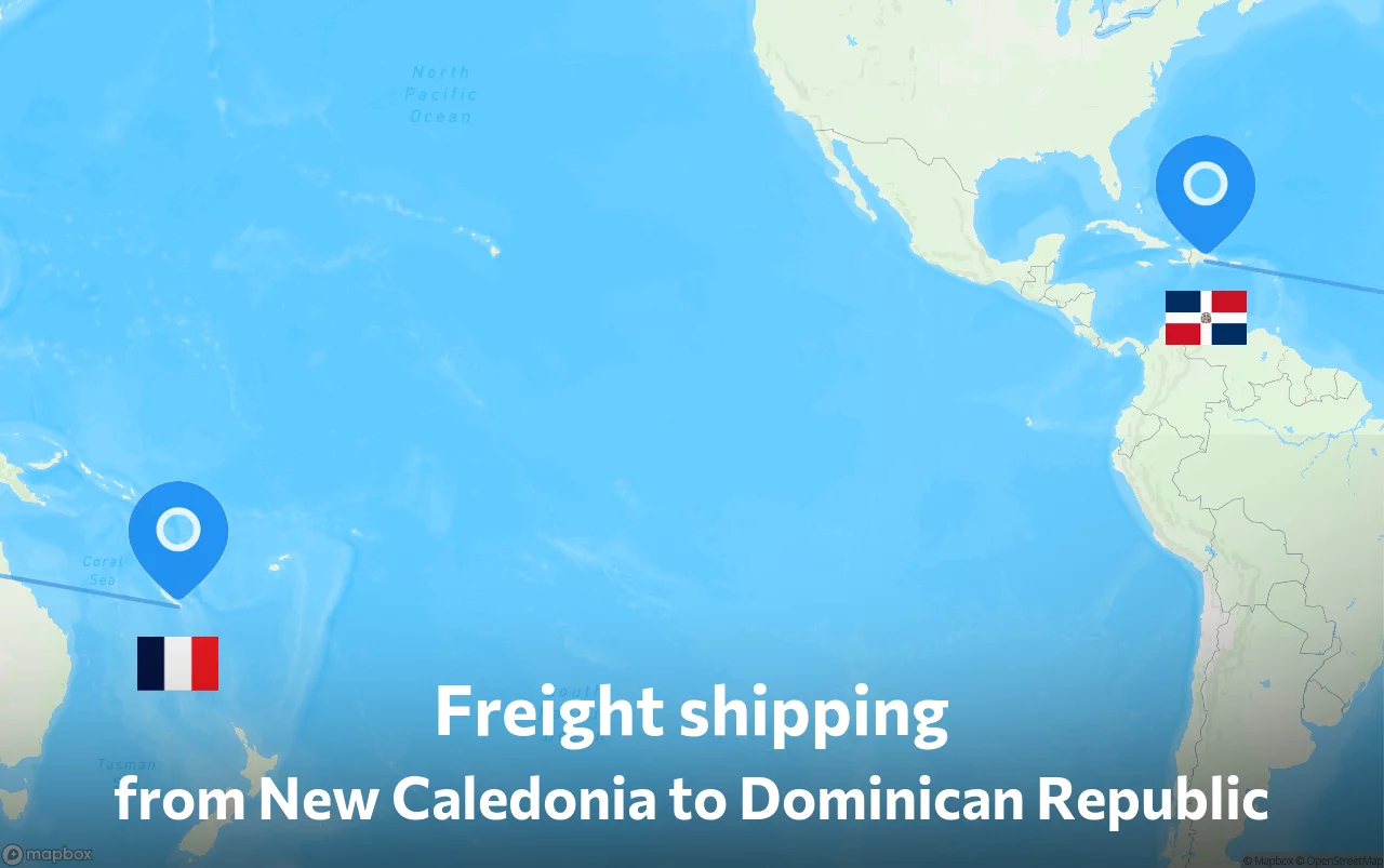 Shipping route from New Caledonia to Dominican Republic