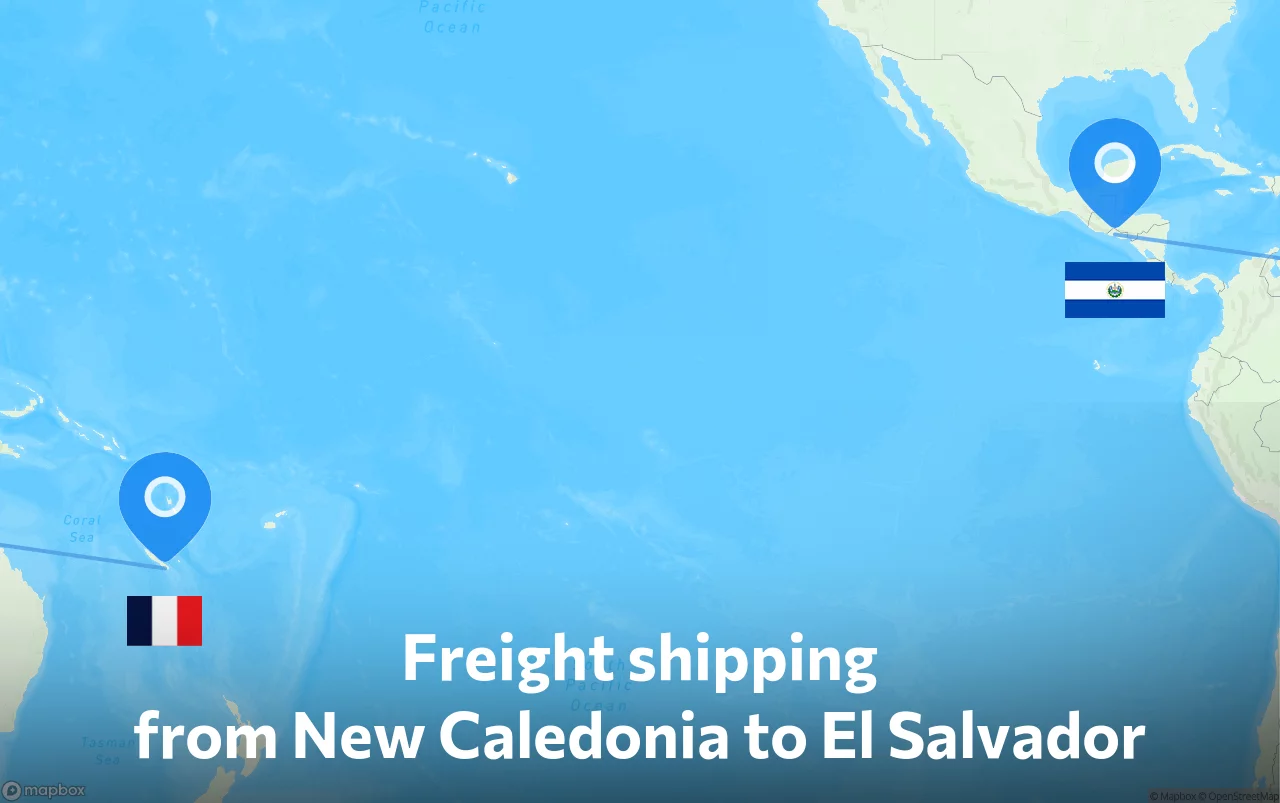Shipping route from New Caledonia to El Salvador