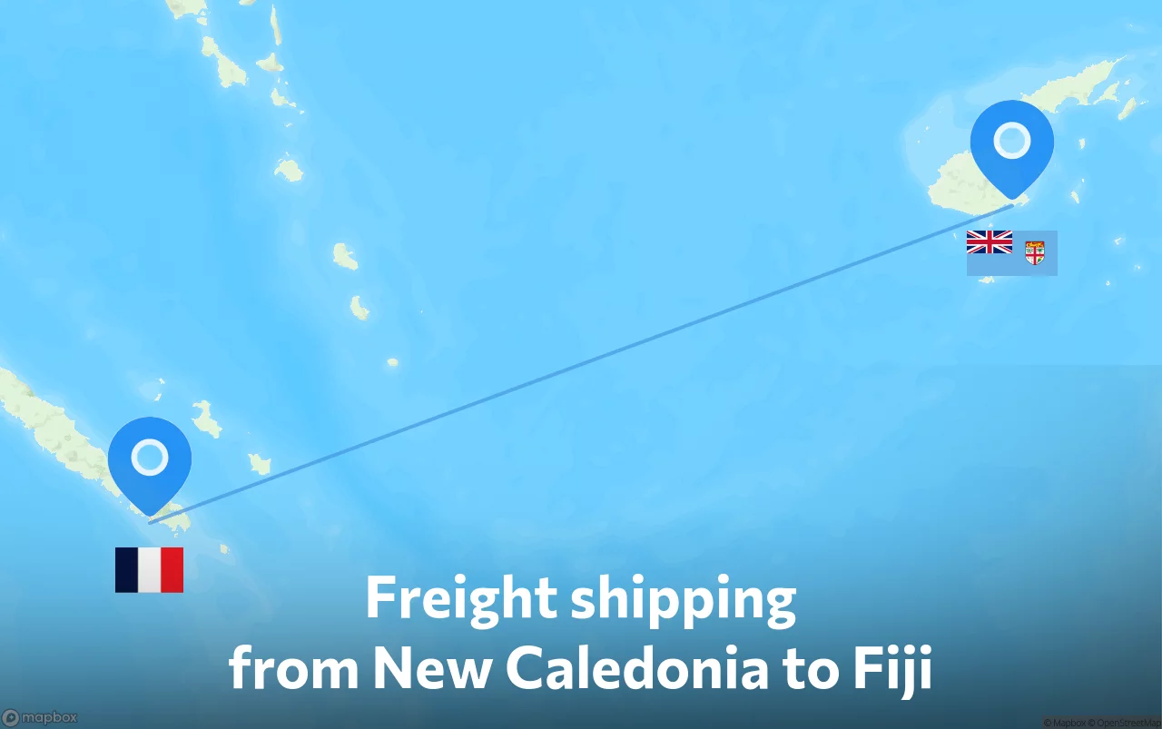 Shipping route from New Caledonia to Fiji