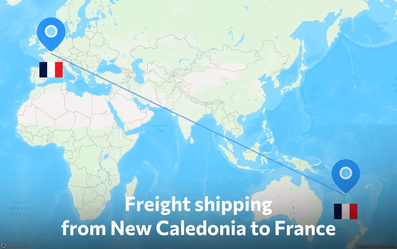 Shipping route from New Caledonia to France