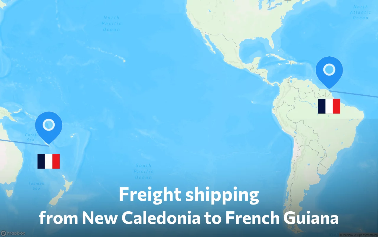 Shipping route from New Caledonia to French Guiana