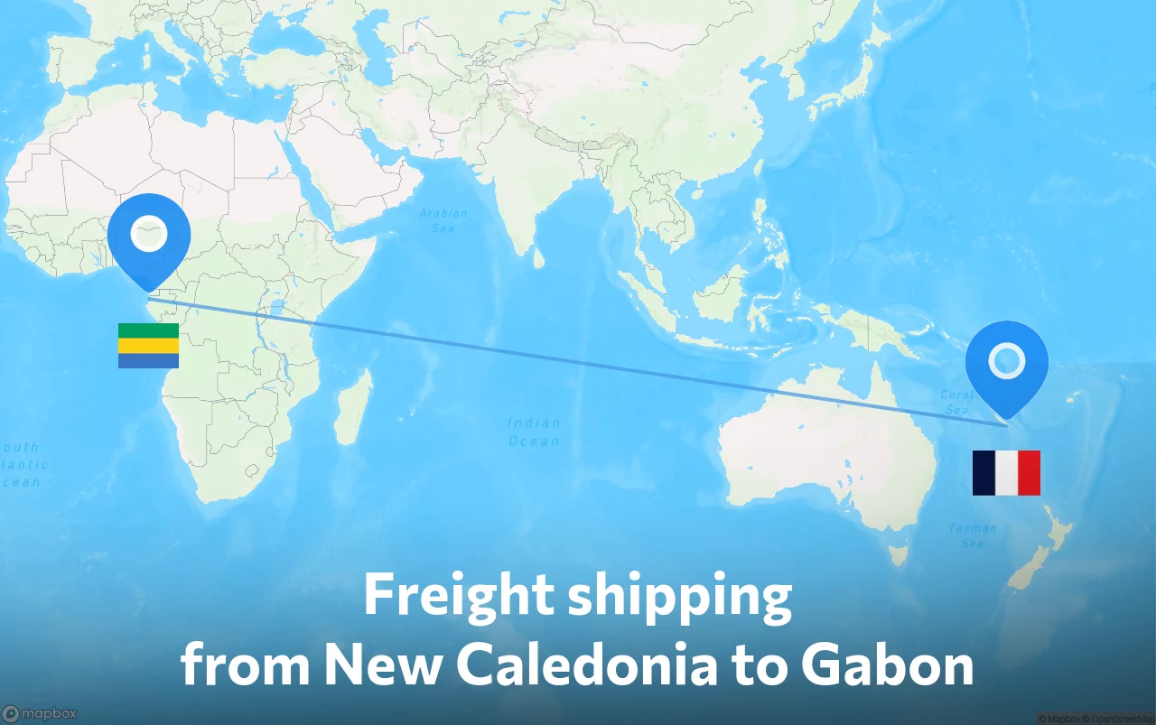 Shipping route from New Caledonia to Gabon