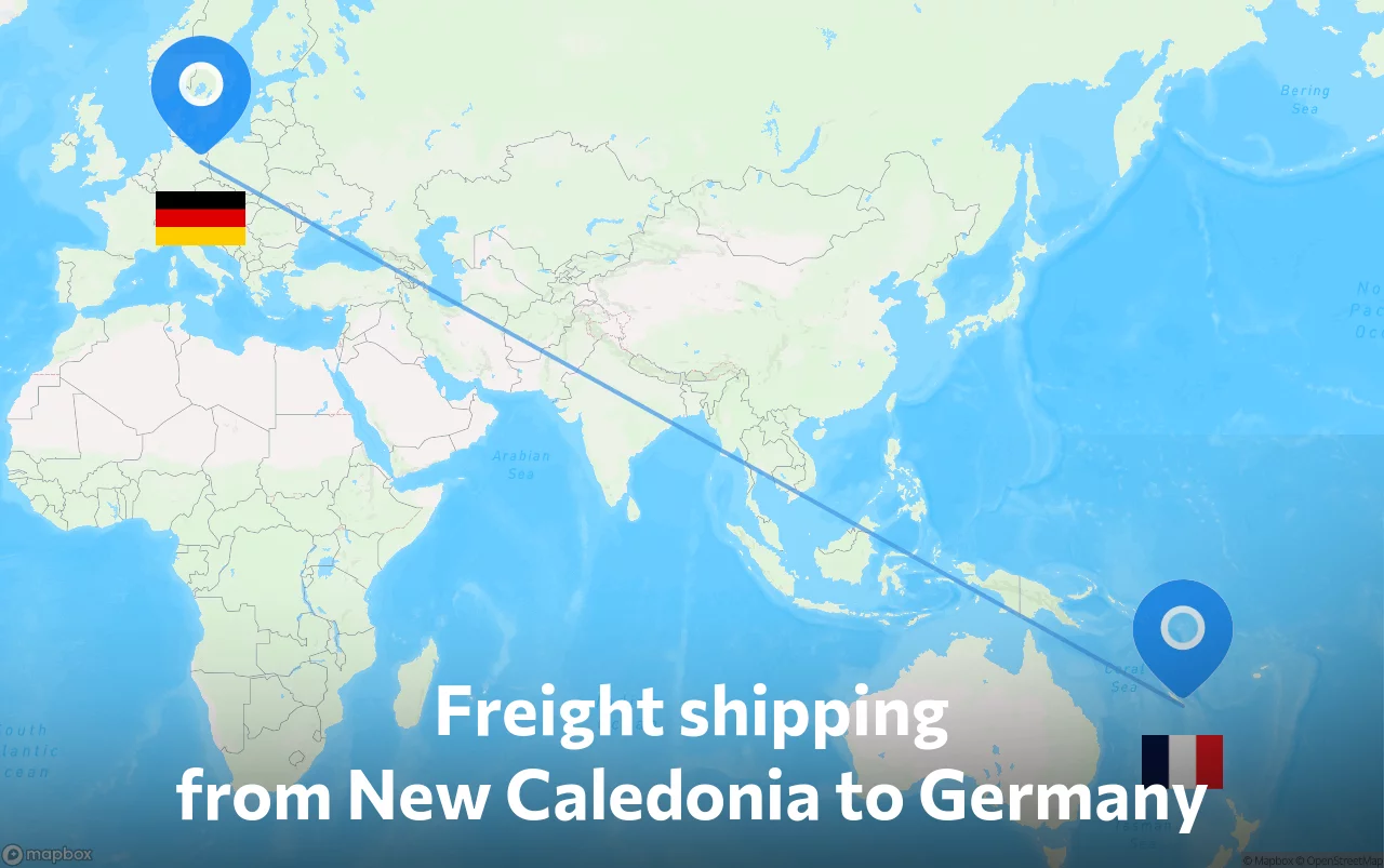 Shipping route from New Caledonia to Germany
