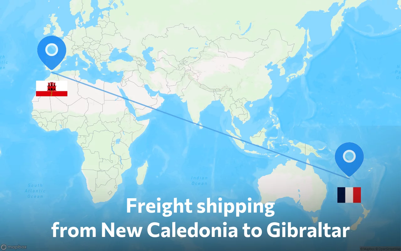 Shipping route from New Caledonia to Gibraltar