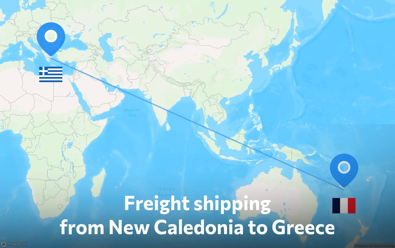 Shipping route from New Caledonia to Greece