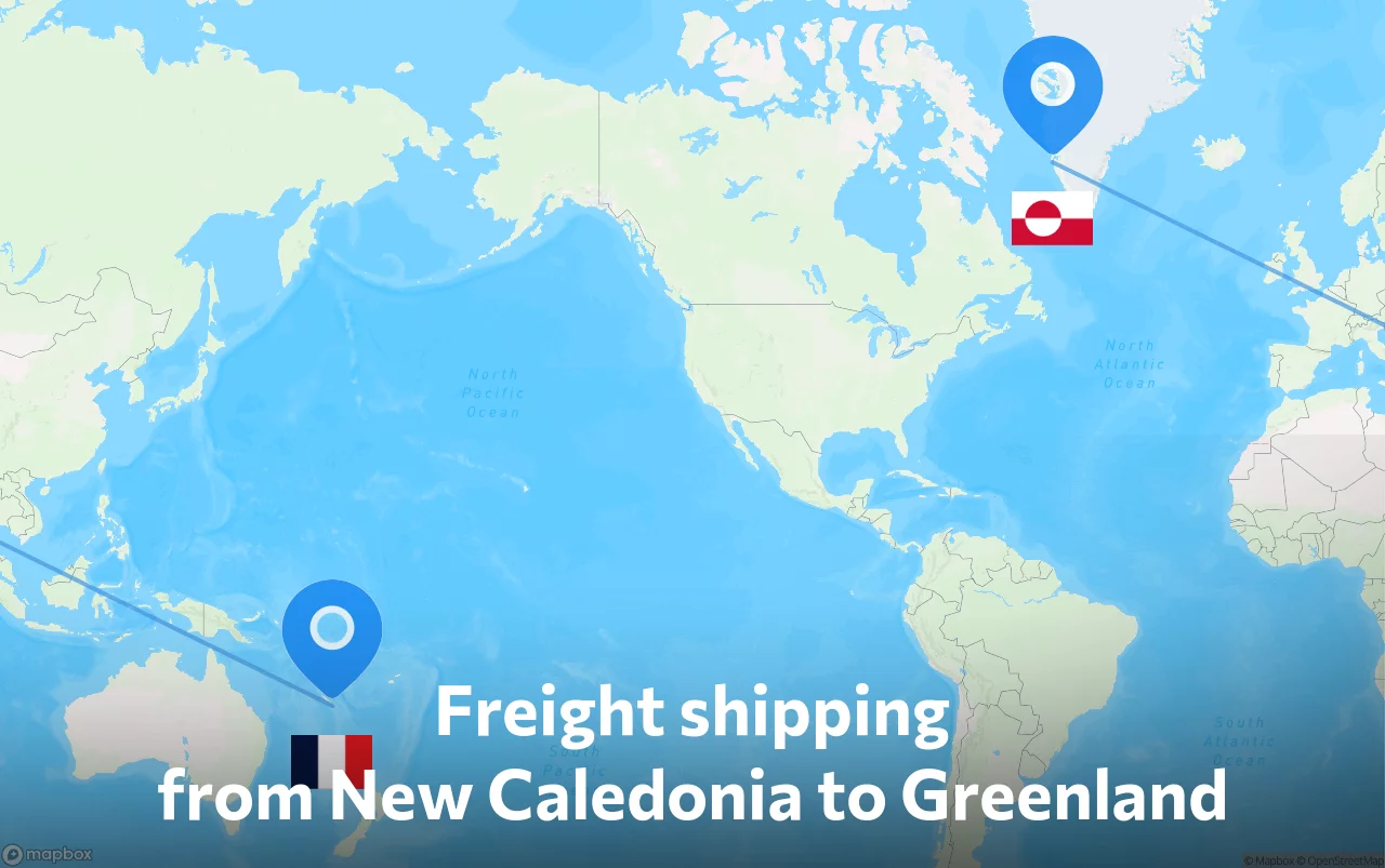 Shipping route from New Caledonia to Greenland