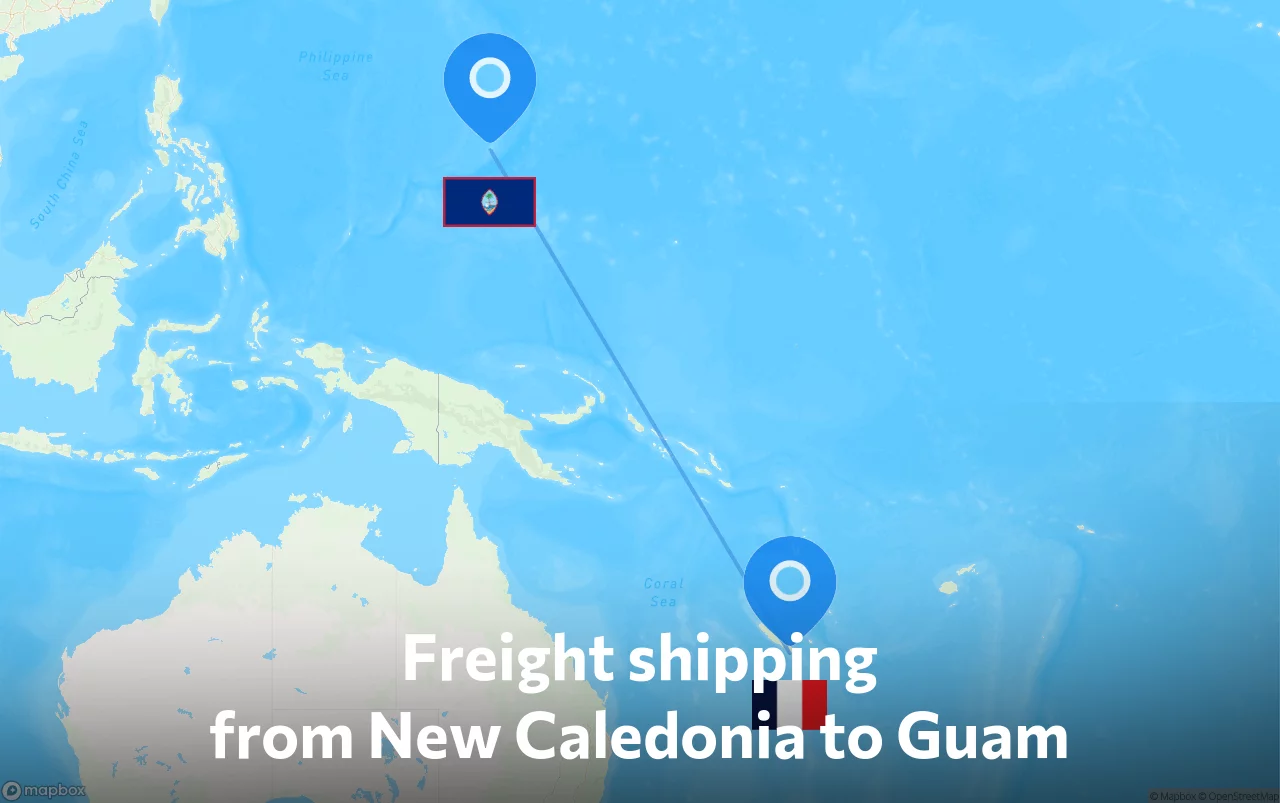 Shipping route from New Caledonia to Guam