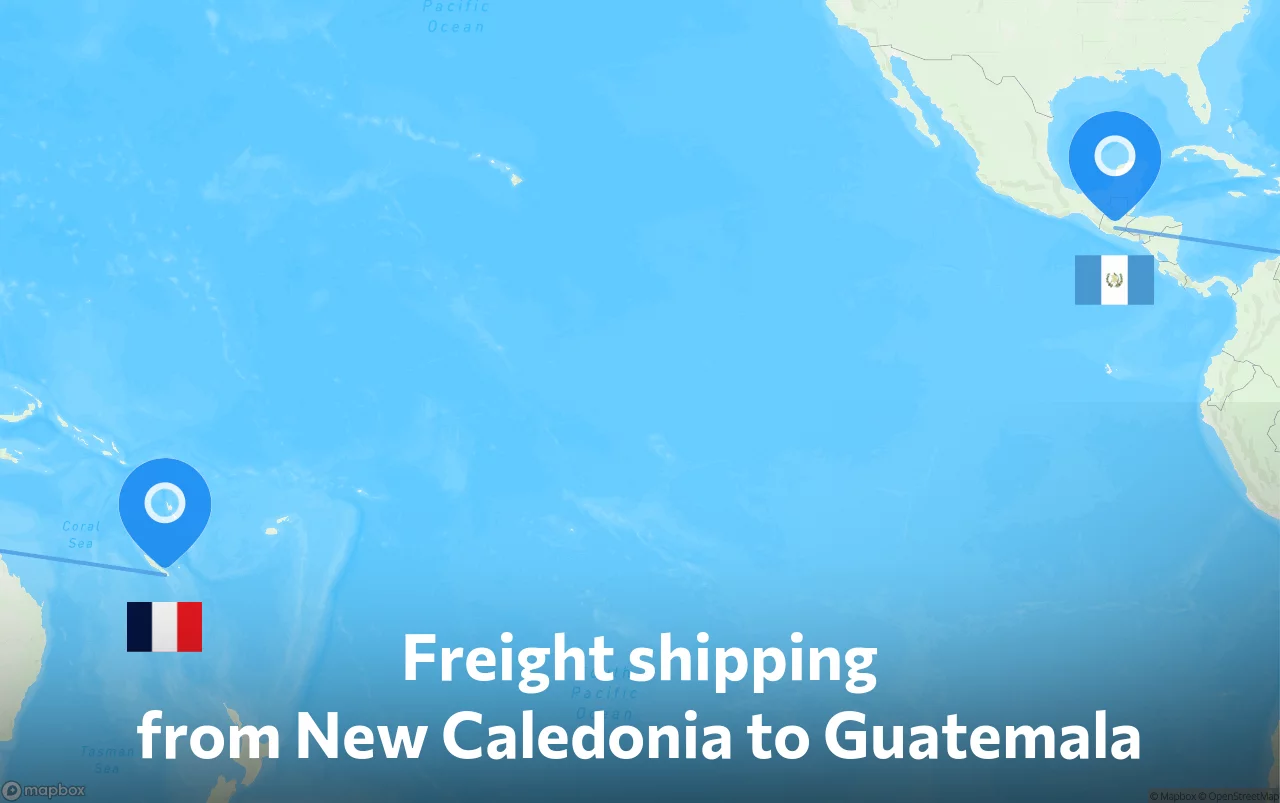 Shipping route from New Caledonia to Guatemala