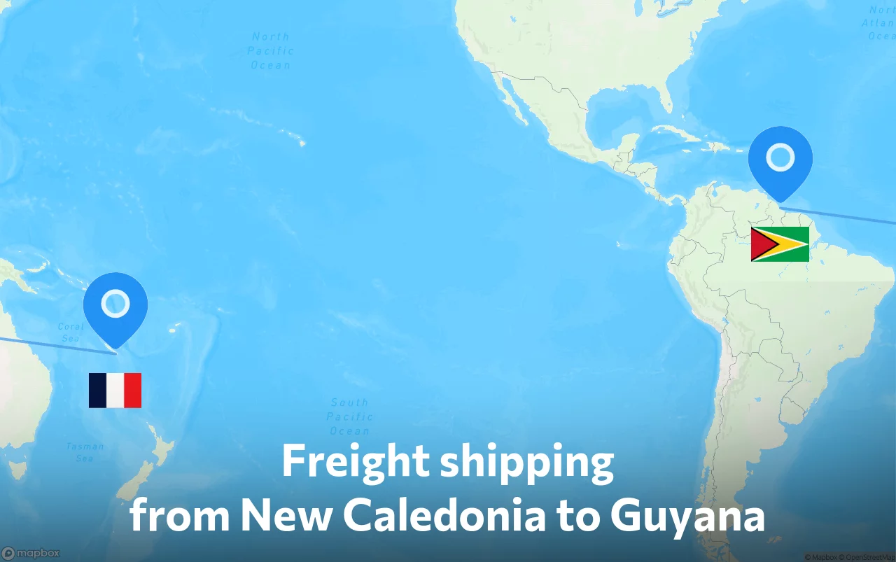 Shipping route from New Caledonia to Guyana