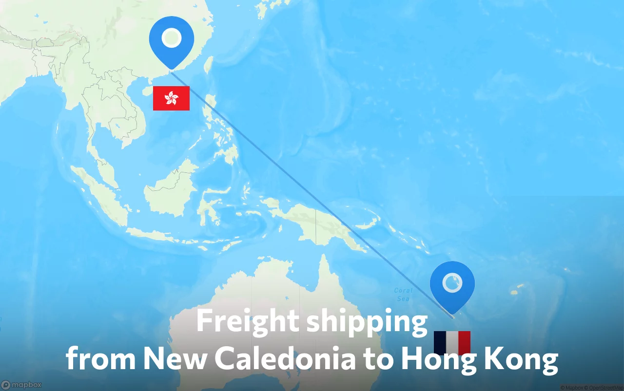 Shipping route from New Caledonia to Hong Kong