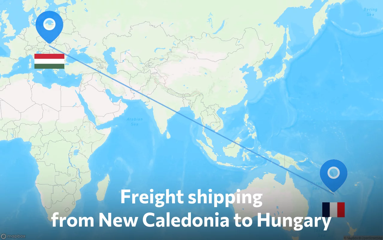 Shipping route from New Caledonia to Hungary