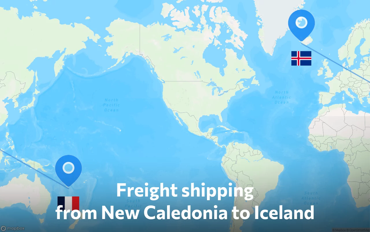 Shipping route from New Caledonia to Iceland