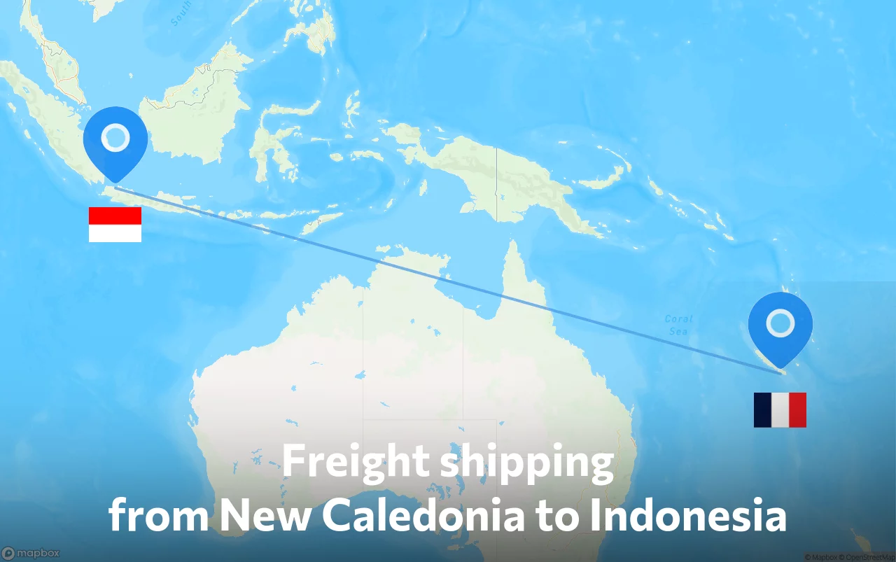 Shipping route from New Caledonia to Indonesia