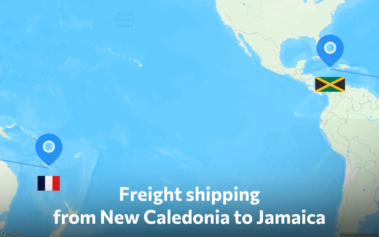Shipping route from New Caledonia to Jamaica
