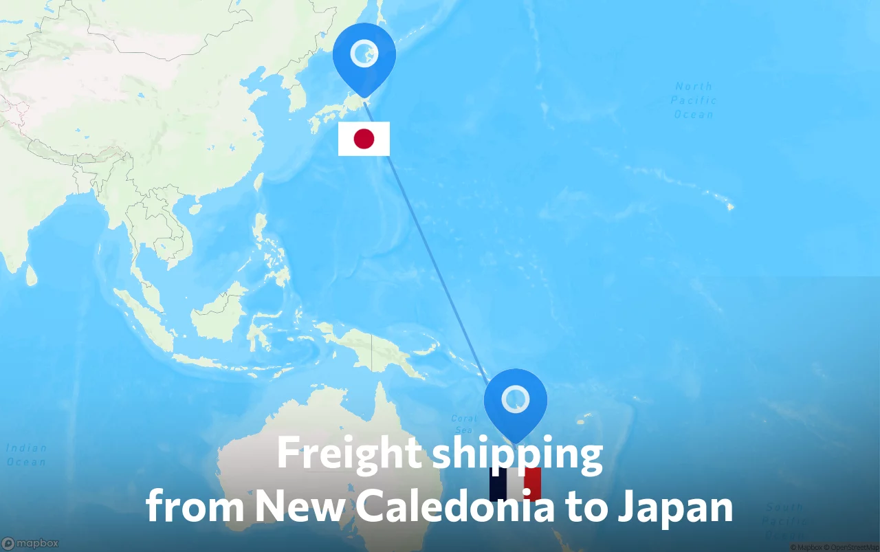 Shipping route from New Caledonia to Japan