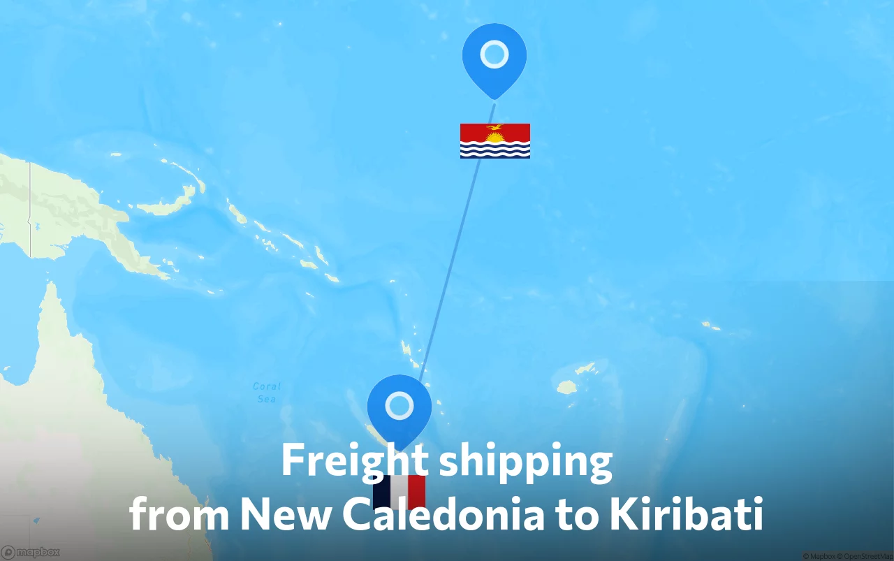 Shipping route from New Caledonia to Kiribati