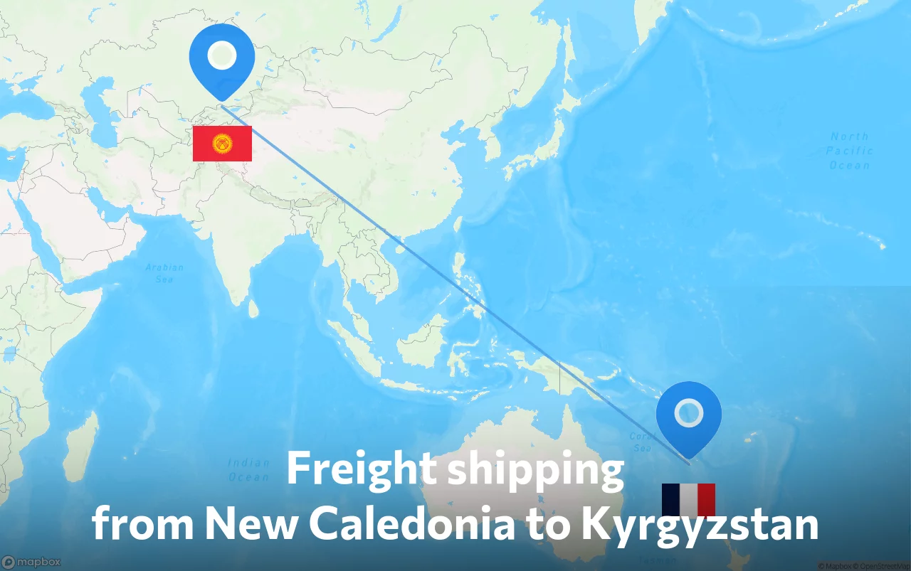 Shipping route from New Caledonia to Kyrgyzstan