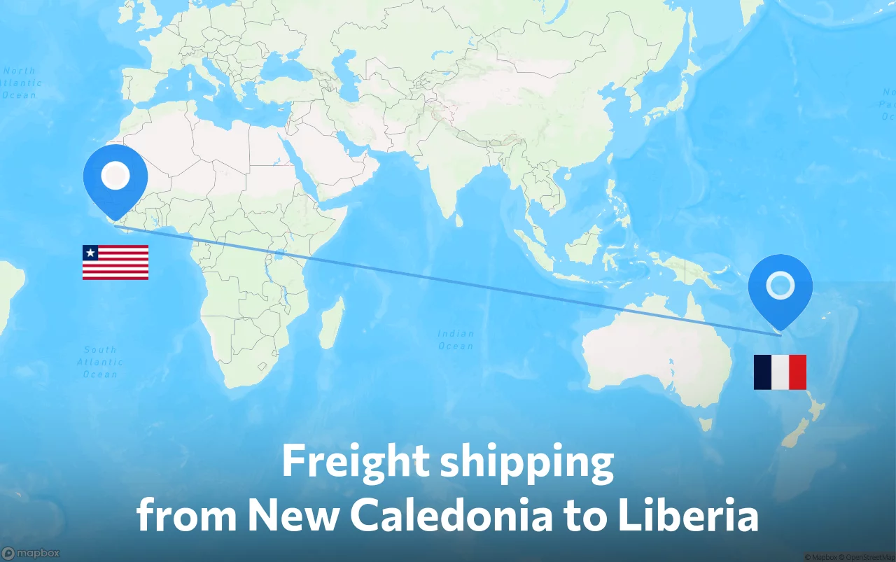 Shipping route from New Caledonia to Liberia