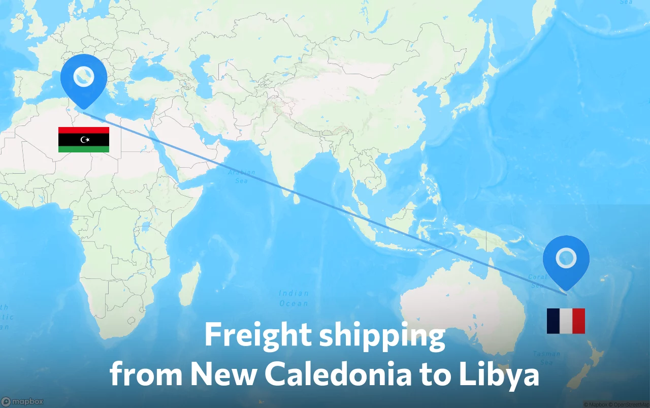Shipping route from New Caledonia to Libya