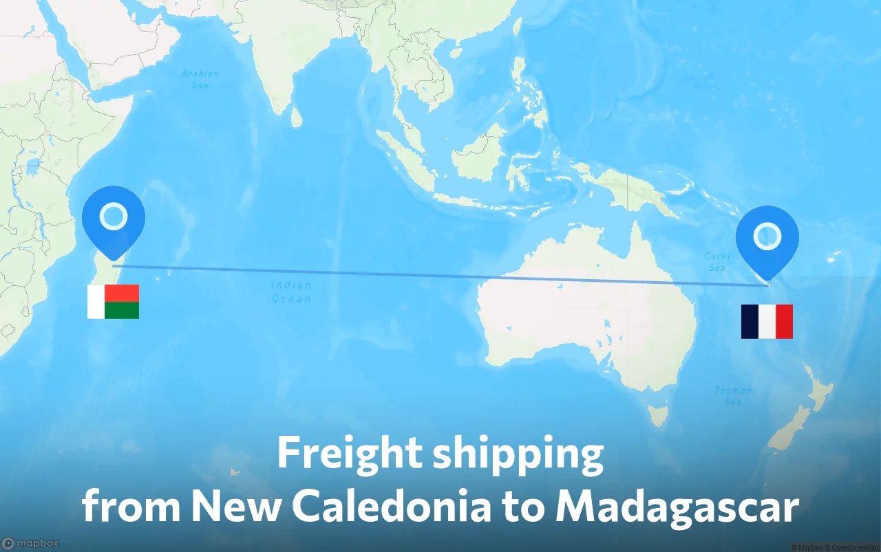Shipping route from New Caledonia to Madagascar