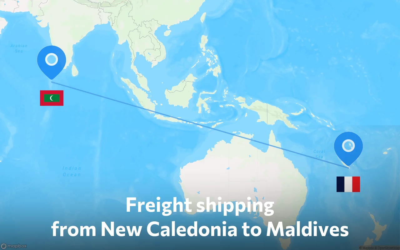 Shipping route from New Caledonia to Maldives