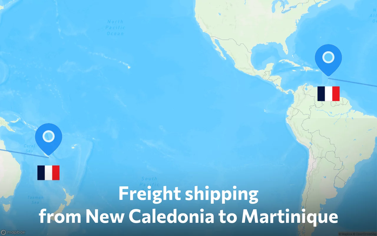 Shipping route from New Caledonia to Martinique