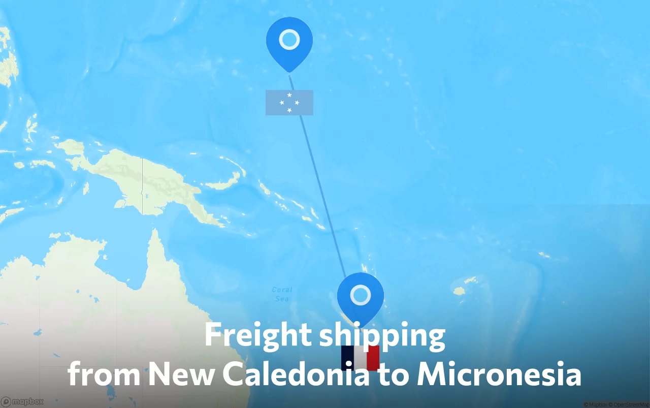 Shipping route from New Caledonia to Micronesia