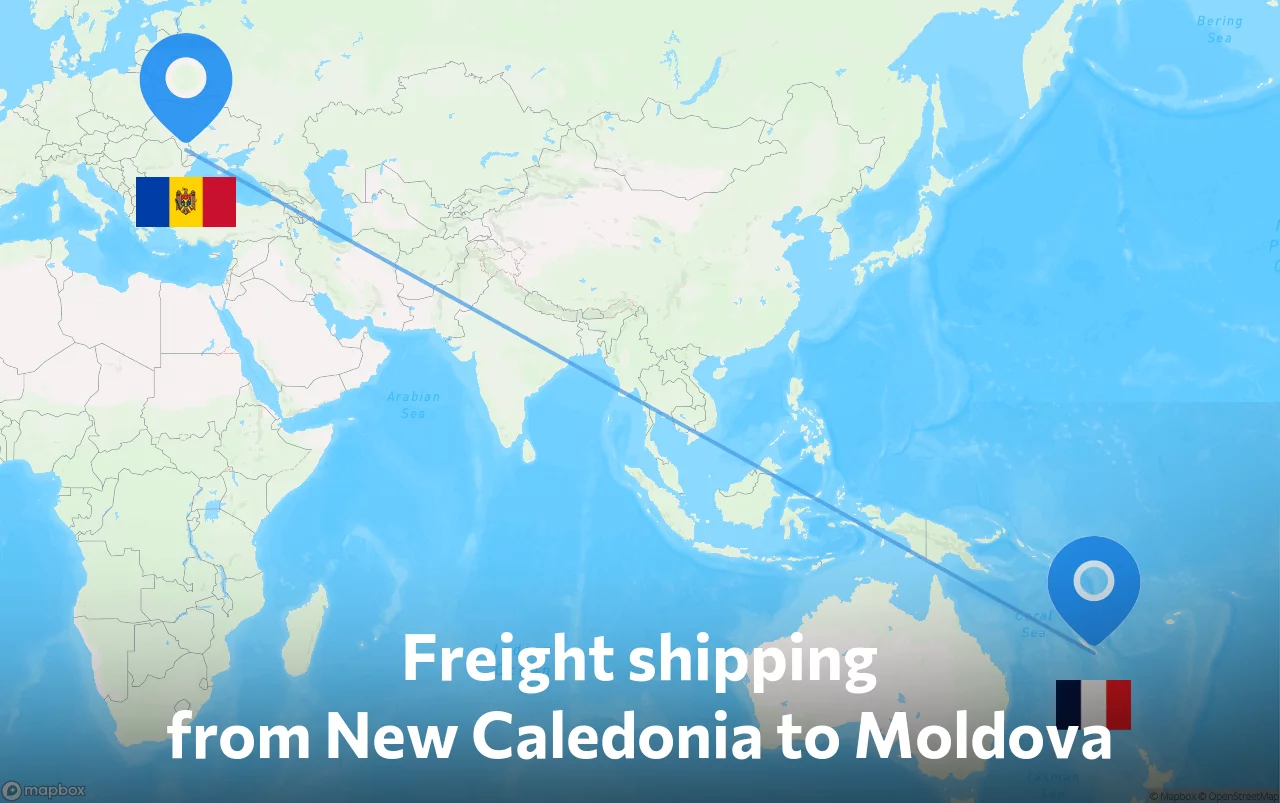 Shipping route from New Caledonia to Moldova